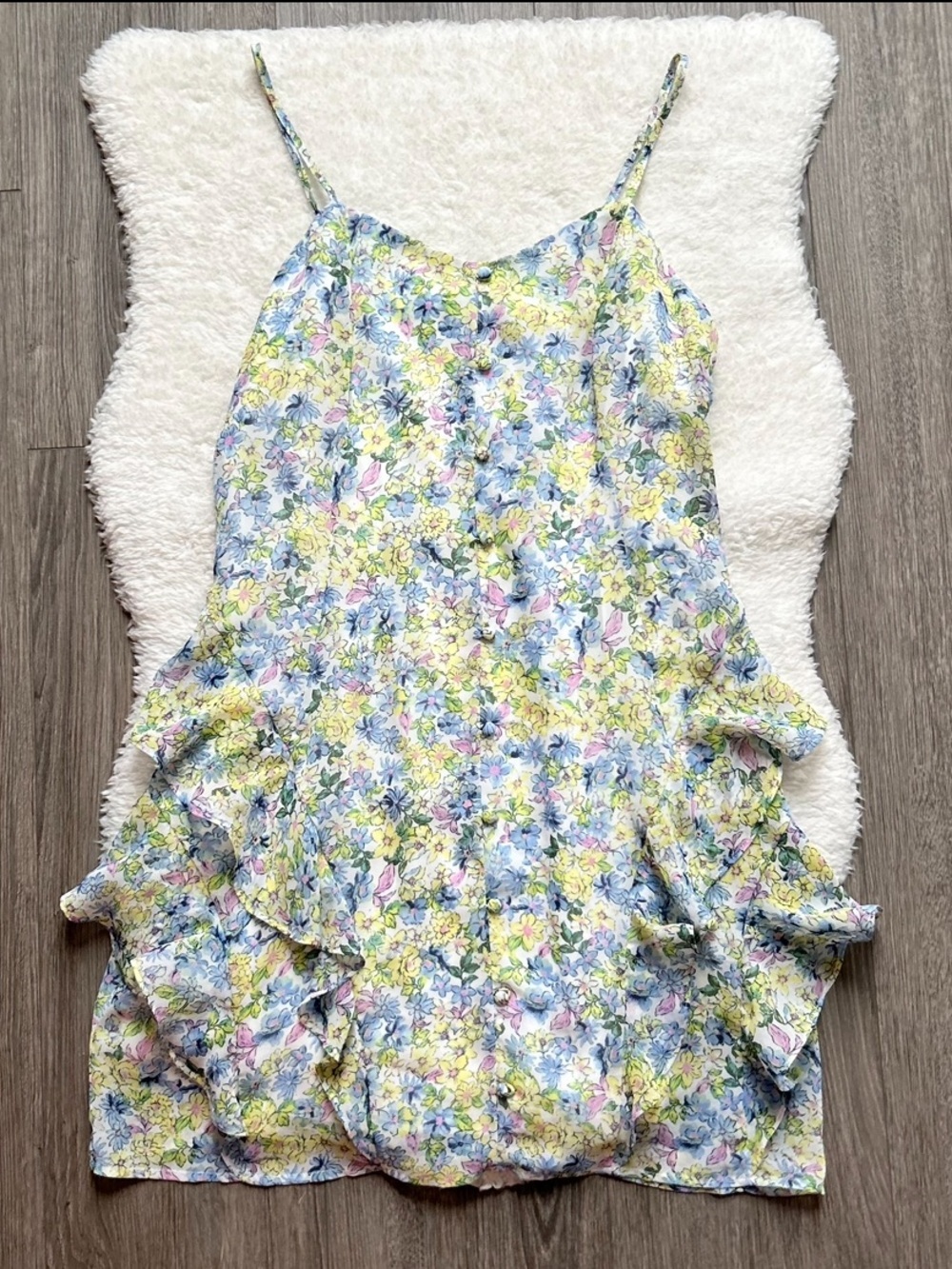 Nordstrom 19 Cooper Floral Ruffle Spaghetti Strap Dress NWT